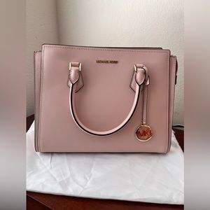 MICHAEL Michael Kors Powder Pink Large Hope Saffiano Leather Satchel, NWT